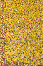 Yellow Embroidered Parsi Georgette Dupatta - Luxurion World
