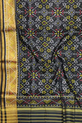 Black Handloom Single Ikat Patola Pure Silk Dupatta - Luxurion World
