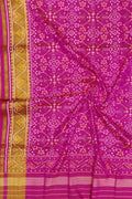 Pink Handloom Single Ikat Patola Pure Silk Dupatta - Luxurion World