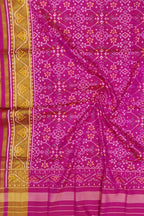 Pink Handloom Single Ikat Patola Pure Silk Dupatta - Luxurion World