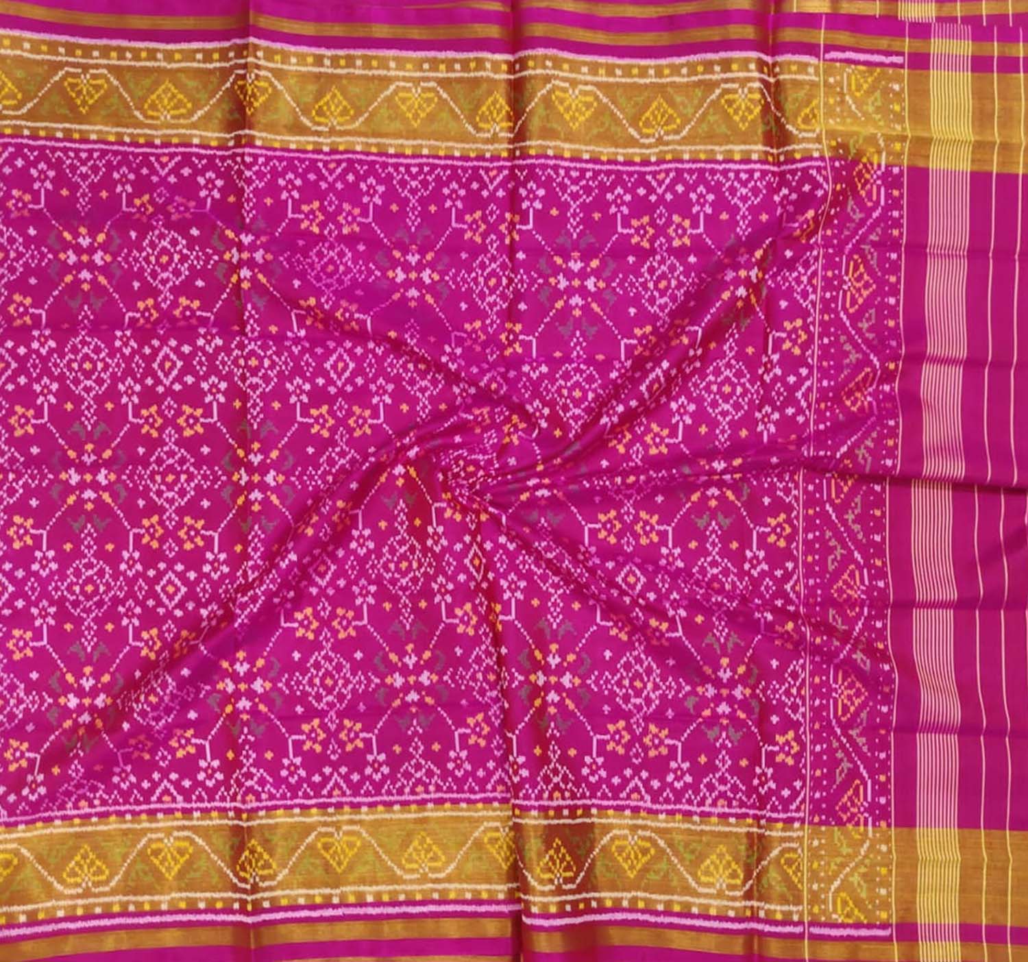 Pink Handloom Single Ikat Patola Pure Silk Dupatta - Luxurion World
