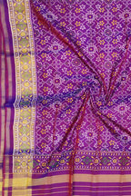 Purple Handloom Single Ikat Patola Pure Silk Dupatta - Luxurion World