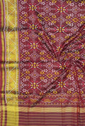 Maroon Handloom Single Ikat Patola Pure Silk Dupatta - Luxurion World