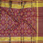 Maroon Handloom Single Ikat Patola Pure Silk Dupatta - Luxurion World