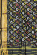 Black Handloom Single Ikat Patola Pure Silk Dupatta - Luxurion World