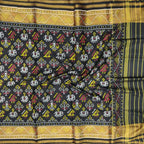 Black Handloom Single Ikat Patola Pure Silk Dupatta - Luxurion World