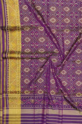 Purple Handloom Single Ikat Patola Pure Silk Dupatta - Luxurion World
