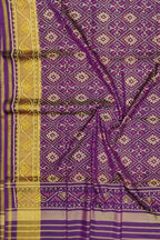 Purple Handloom Single Ikat Patola Pure Silk Dupatta - Luxurion World