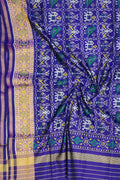 Blue Handloom Single Ikat Patola Pure Silk Dupatta - Luxurion World