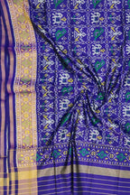 Blue Handloom Single Ikat Patola Pure Silk Dupatta - Luxurion World
