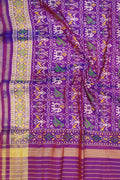 Purple Handloom Single Ikat Patola Pure Silk Dupatta - Luxurion World