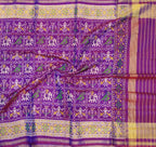 Purple Handloom Single Ikat Patola Pure Silk Dupatta - Luxurion World