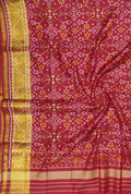 Red Handloom Single Ikat Patola Pure Silk Dupatta - Luxurion World