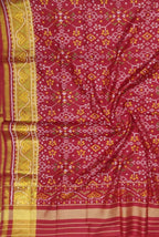 Red Handloom Single Ikat Patola Pure Silk Dupatta - Luxurion World