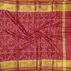 Red Handloom Single Ikat Patola Pure Silk Dupatta - Luxurion World