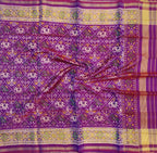 Purple Handloom Single Ikat Patola Pure Silk Dupatta - Luxurion World
