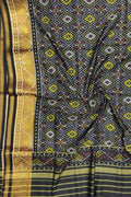 Black Handloom Single Ikat Patola Pure Silk Dupatta - Luxurion World