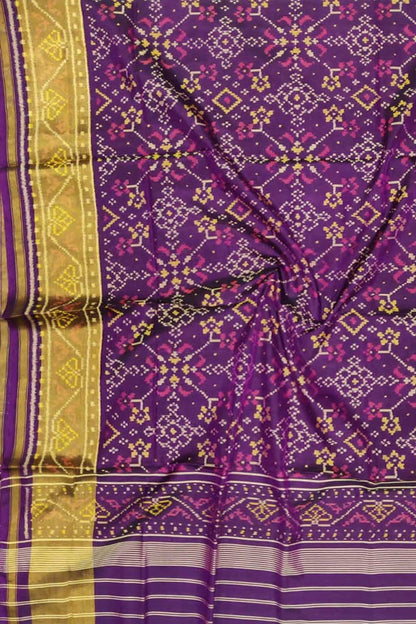 Purple Handloom Single Ikat Patola Pure Silk Dupatta