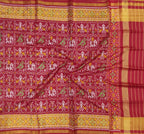 Red Handloom Single Ikat Patola Pure Silk Dupatta - Luxurion World