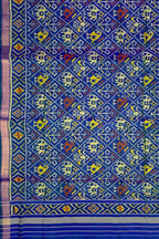 Blue Patola Handloom Pure Silk Single Ikat Dupatta - Luxurion World