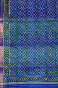 Green And Blue Patola Handloom Pure Silk Single Ikat Dupatta - Luxurion World