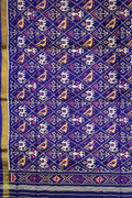 Blue Patola Handloom Pure Silk Single Ikat Dupatta - Luxurion World