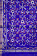 Blue Patola Handloom Pure Silk Single Ikat Dupatta - Luxurion World