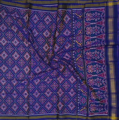 Exquisite Blue Semi Patan Patola Handloom Pure Silk Dupatta - Luxurion World