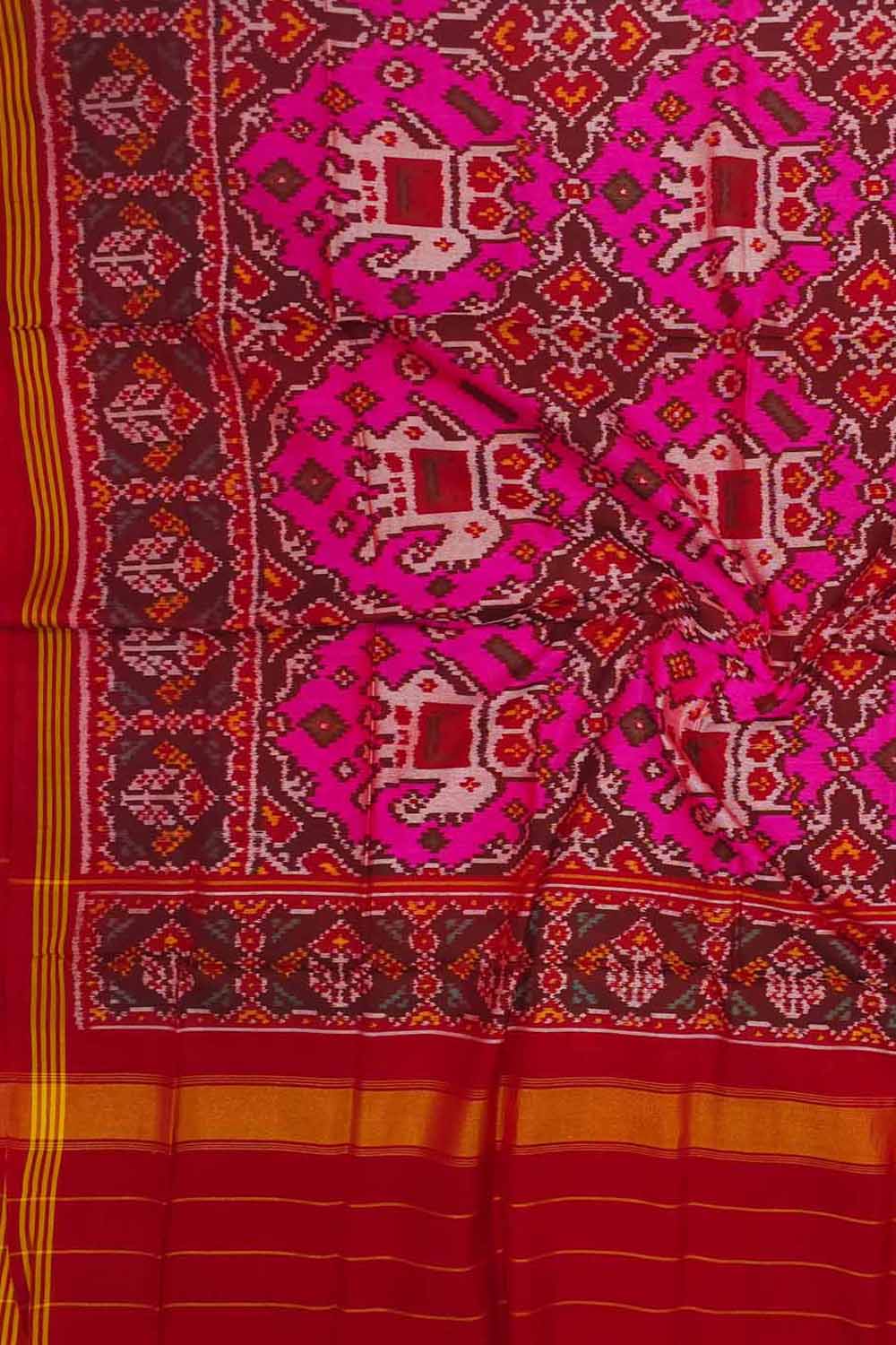 Pink Semi Patan Patola Handloom Pure Silk Dupatta: Exquisite Elegance in Every Thread - Luxurion World