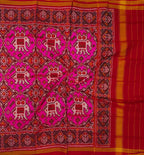 Pink Semi Patan Patola Handloom Pure Silk Dupatta: Exquisite Elegance in Every Thread - Luxurion World
