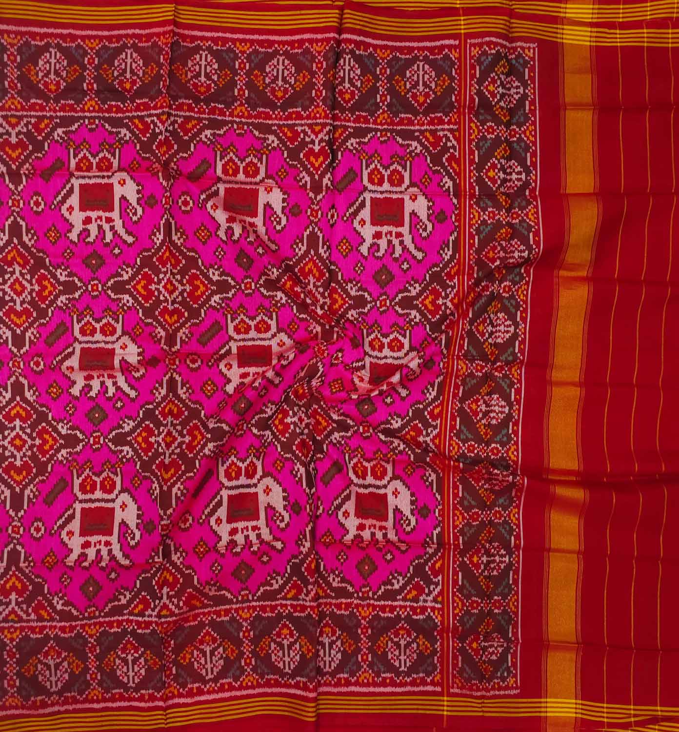 Pink Semi Patan Patola Handloom Pure Silk Dupatta: Exquisite Elegance in Every Thread - Luxurion World