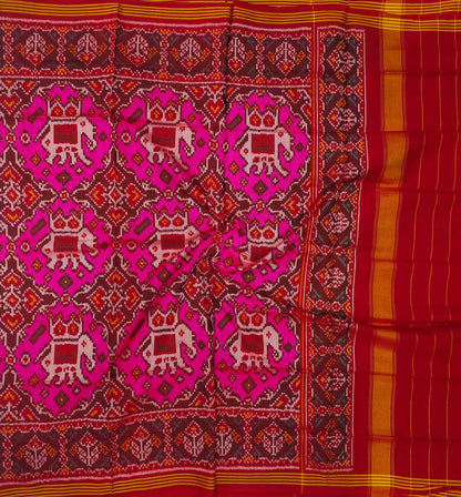 Pink Semi Patan Patola Handloom Pure Silk Dupatta: Exquisite Elegance in Every Thread - Luxurion World