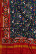 Exquisite Blue Semi Patan Patola Handloom Pure Silk Dupatta - Luxurion World