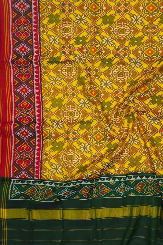 Exquisite Yellow Semi Patan Patola Handloom Silk Dupatta
