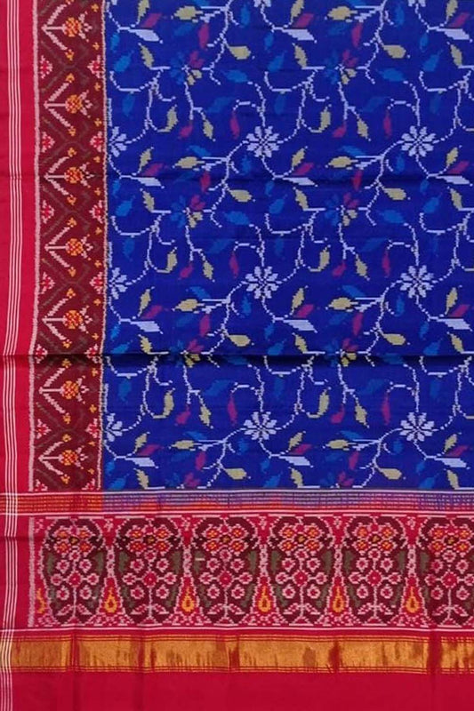 Blue Silk Patola Handloom Dupatta: Exquisite Semi Patan Design