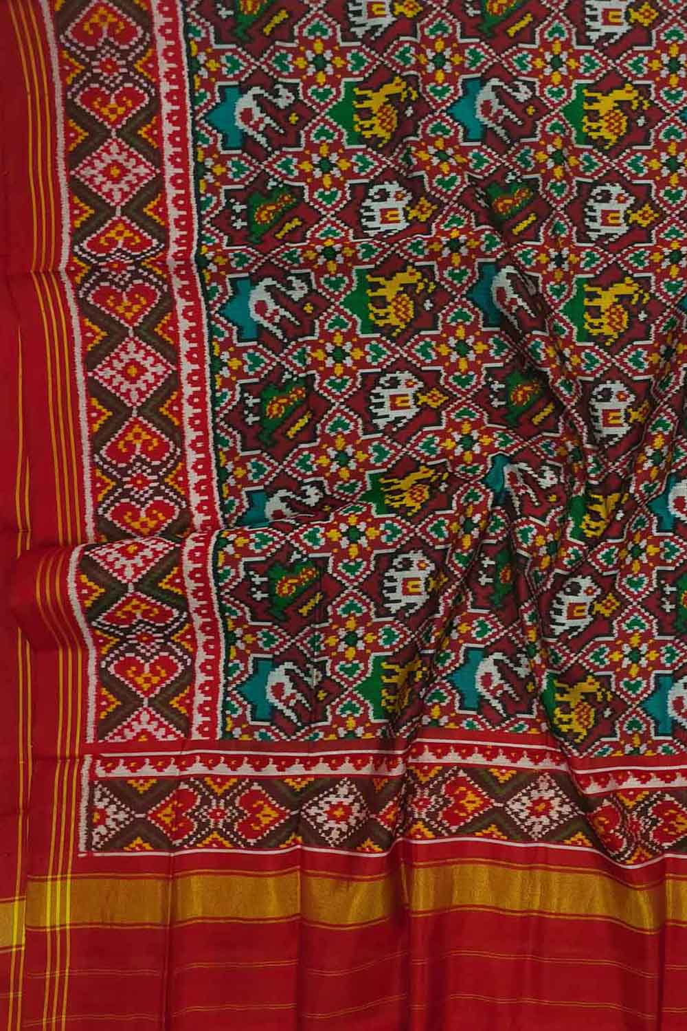 Exquisite Multicolor Semi Patan Patola Handloom Pure Silk Dupatta - Luxurion World