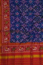 Exquisite Blue Semi Patan Patola Handloom Pure Silk Dupatta - Luxurion World