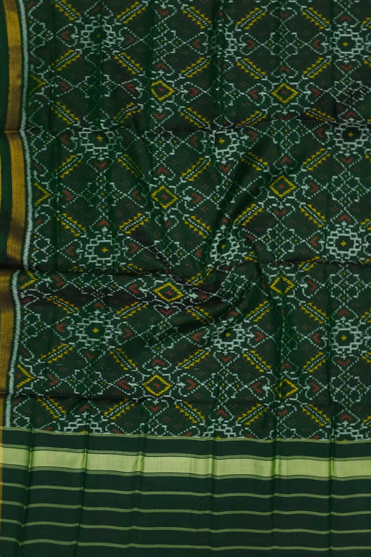 Stunning Green Patola Handloom Single Ikat Silk Dupatta