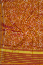 Orange Patola Handloom Single Ikat Pure Silk Dupatta - Luxurion World