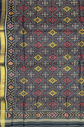 Black Handloom Patola Single Ikat Pure Silk Dupatta - Luxurion World