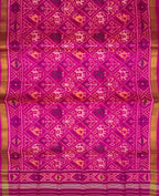 Pink Handloom Patola Single Ikat Pure Silk Dupatta - Luxurion World