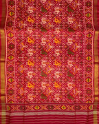 Red Handloom Patola Single Ikat Pure Silk Dupatta - Luxurion World