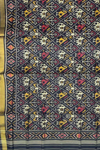 Black Handloom Patola Single Ikat Pure Silk Dupatta - Luxurion World