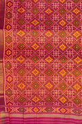 Orange And Pink Shot Handloom Patola Single Ikat Pure Silk Dupatta - Luxurion World