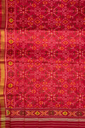 Red Handloom Patola Single Ikat Pure Silk Dupatta - Luxurion World