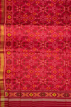 Red Handloom Patola Single Ikat Pure Silk Dupatta - Luxurion World