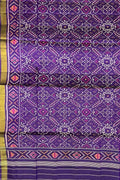 Purple Handloom Patola Single Ikat Pure Silk Dupatta - Luxurion World