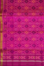 Pink Handloom Patola Single Ikat Pure Silk Dupatta - Luxurion World