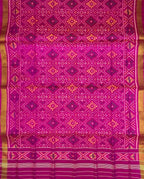 Pink Handloom Patola Single Ikat Pure Silk Dupatta - Luxurion World