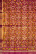Orange And Pink Shot Handloom Patola Single Ikat Pure Silk Dupatta - Luxurion World